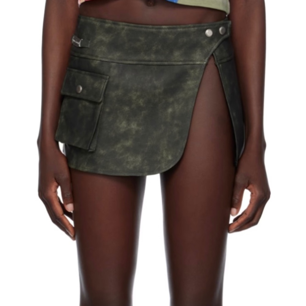 ANDERSSON BELL - Khaki Emma Faux-Leather Miniskirt